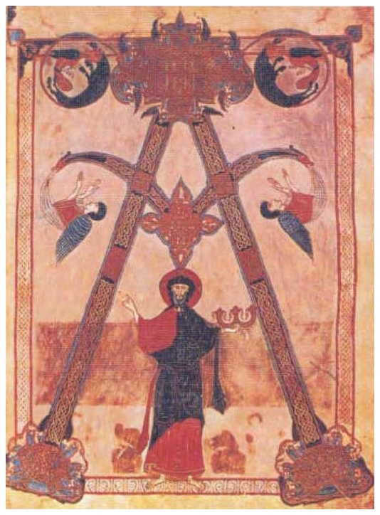 FAKE Jesus with Alpha and Omega
                    [looks like Baphomet]