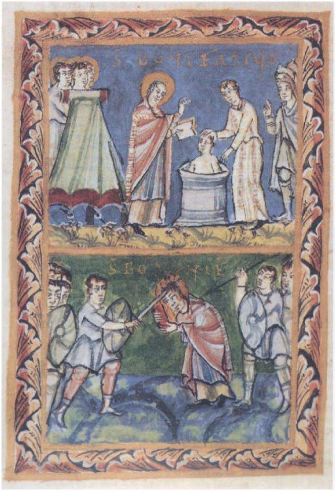 Der FANTASIE-Bonifatius
                      tauft einen FANTASIE-Friesen - und dann wird der
                      FANTASIE-Bonifatius von FANTASIE-Friesen
                      FANTASIE-get�tet