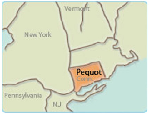 Mappa dei popoli nativi
                degli "USA": i Pequot nel Connecticut
