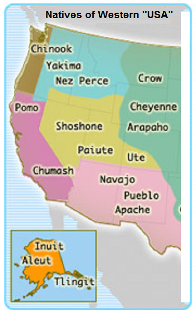 map: natives in
                    the West of the "USA" and in Alaska