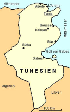 Karte
des heutigen Tunesien mit Kairuan / Kairouan Karte des heutigen
Tunesien mit Kairuan / Kairouan