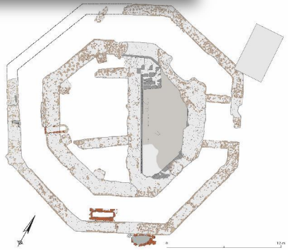 Spain near Toledo: Octogon ruins as a
                        mausoleum: Las Vegas de Pueblanueva, groundplan