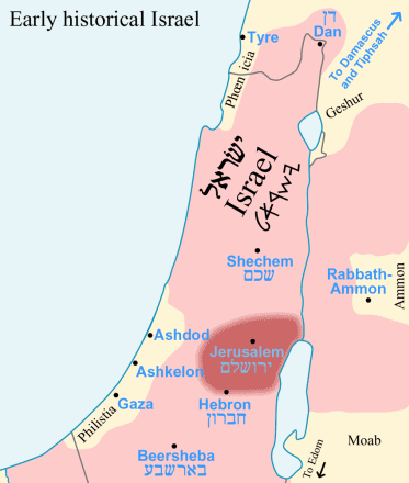 Map with
                      the territories of the Israelites according to the
                      old and wrong historiography "from Dan to
                      Beersheba"