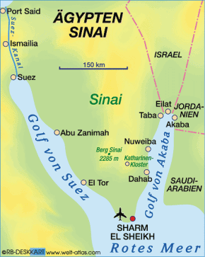 Karte der Sinai-Halbinsel.