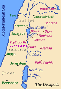 Map of
                      Decapolis in the Middle East with Scythopolis /
                      Beth Shean