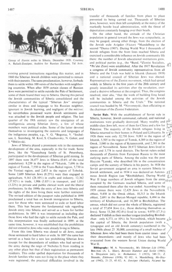Encyclopaedia Judaica: Siberia, vol.
                            14, col. 1487-1488