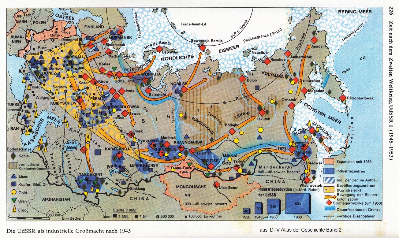 Gulag-Karte des
                DTV-Verlags mit der perversen Angabe
                "Binnenkolonisation"