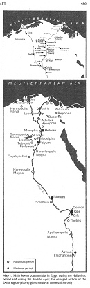 [Mossad] Encyclopaedia
                      Judaica (1971): Egypt, vol.6, col. 486, map with
                      Jewish communities during Greek and Medieval
                      period