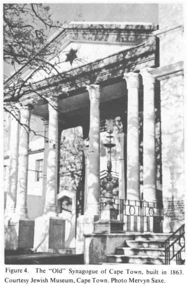 Encyclopaedia Judaica (1971): Jews in South Africa,
                vol.15, col.192: The "Old" Synagogue of Cape
                Town, built in 1863. Courtesy Jewish Museum, Cape Town.
                Photo: Mervyn Saxe.
