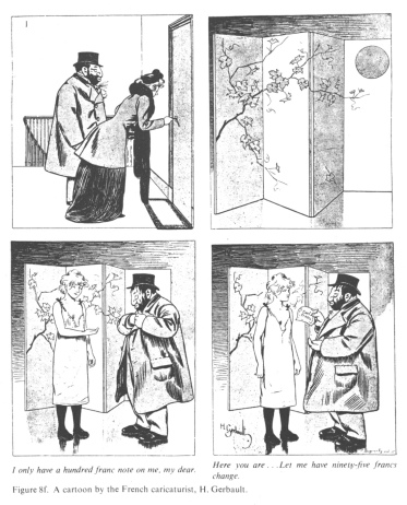 Encyclopaedia Judaica (1971):
                            Anti-Semitism, vol. 3, col. 131-132: [[a Jew
                            at a "Christian" prostitute,
                            paying five Francs with a 100 Francs bank
                            note]]. A cartoon by the French
                            caricaturist, H. Gerbault