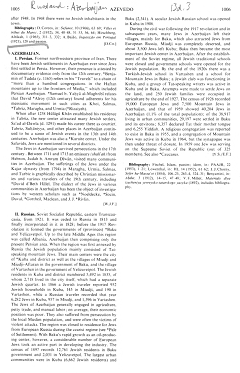 Encyclopaedia Judaica (1971): Azerbaijan,
                        vol. 3, col. 1005-1006