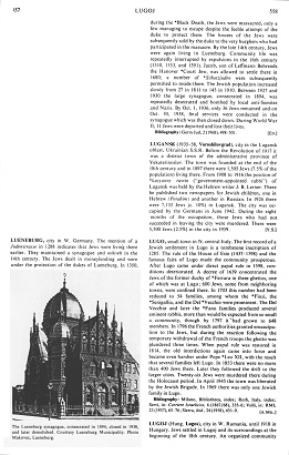 Encyclopaedia Judaica (1971): Jews in
                      Lueneburg, vol. 11, col. 557-558