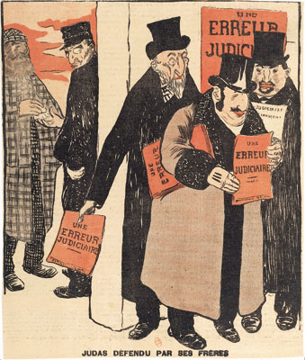 Newspaper "La
                          Libre Parole" ("The free
                          word"): Cartoon against the Lazare book,
                          saying: "Judas d�fendu par ses
                          fr�res" ("Judas is protected by his
                          brothers")
