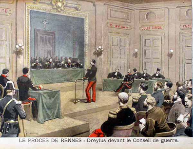 Dreyfus process at Rennes 1899:
                  10 years imprisonment for Alfred Dreyfus with faked
                  proofs