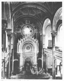 The synagogue of Zagreb, Yugoslavia, inaugurated
                  in 1867 and demolished in 1941 by pro-Nazi Croatian
                  nationalists. Courtesy Jacob Altaras. Giessen,
                  Germany