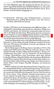 Arno Lustiger: Buch: Rotbuch: Stalin und
die Juden, Taschenbuchausgabe 2000, Seite 161 Arno Lustiger: Buch: Rotbuch: Stalin und
die Juden, Taschenbuchausgabe 2000, Seite 161