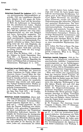 Julius Hans Schoeps: Neues Lexikon des
                        Judentums, Seite 46, mit dem Beginn des Artikels
                        �ber das American Joint Distribution Committee