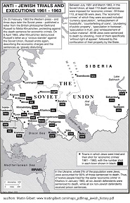Martin Gilbert:
                            Carte de l'Union Sovi�tique sur les
                            proc�s-spectacles contre des juifs
                            1961-1963