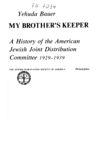 Yehuda
            Bauer, Buch "My Brother's Keeper. History of the
            American Jewish Joint Distribution Committee 1929-1939,
            Buchdeckel 02
