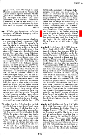 Julius Hans
Schoeps (editor): Neues Lexikon des Judentums,
tapa y texto con el artículo
"Marseille", p.549 Julius Hans Schoeps (editor): Neues Lexikon
des Judentums, tapa y texto con el artículo
"Marseille", p.549