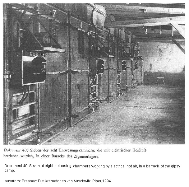 KZ
                        Auschwitz: Entlausung mit
                        Heissluft-Kompressionskammern im Zigeunerlager /
                        cc Auschwitz: Delousing with hot air in
                        compression chambers in the gipsy camp