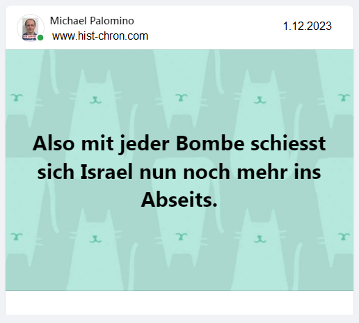 Also mit jeder Bombe
                schiesst sich Israel nun noch mehr ins Abseits