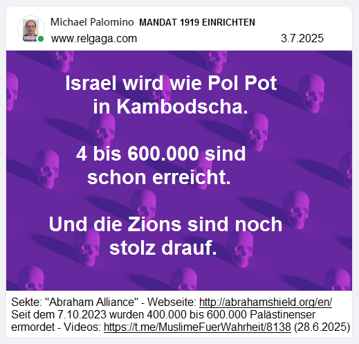 3.7.2025: ISRAEL wird wie POL POT in
Kambodscha 3.7.2025: ISRAEL wird wie POL POT in
Kambodscha