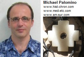 Michael Palomino portrait with
                      Inka cross and web sites