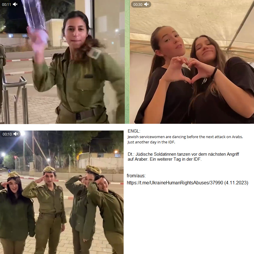 kriminelle Jüdinnen tanzen im Video und verherrlichen den Massenmord an Palästinensern kriminelle Jüdinnen tanzen im Video und verherrlichen den Massenmord an Palästinensern