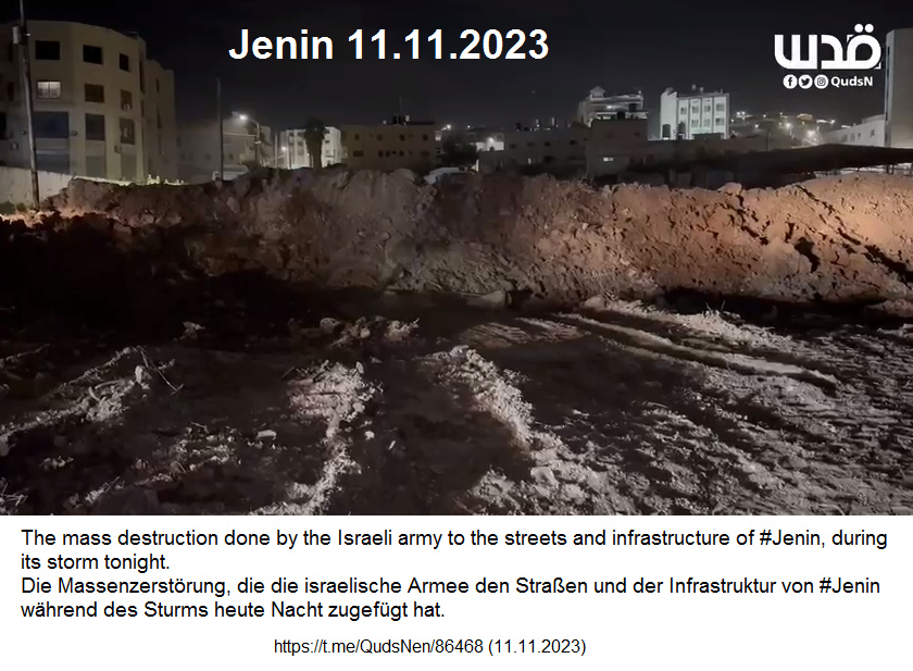 jüdisches Nazitum in Jenin: Das halbe Strassennetz wurde durch kriminelle Armeebagger zerstört jüdisches Nazitum in Jenin: Das halbe Strassennetz wurde durch kriminelle Armeebagger zerstört