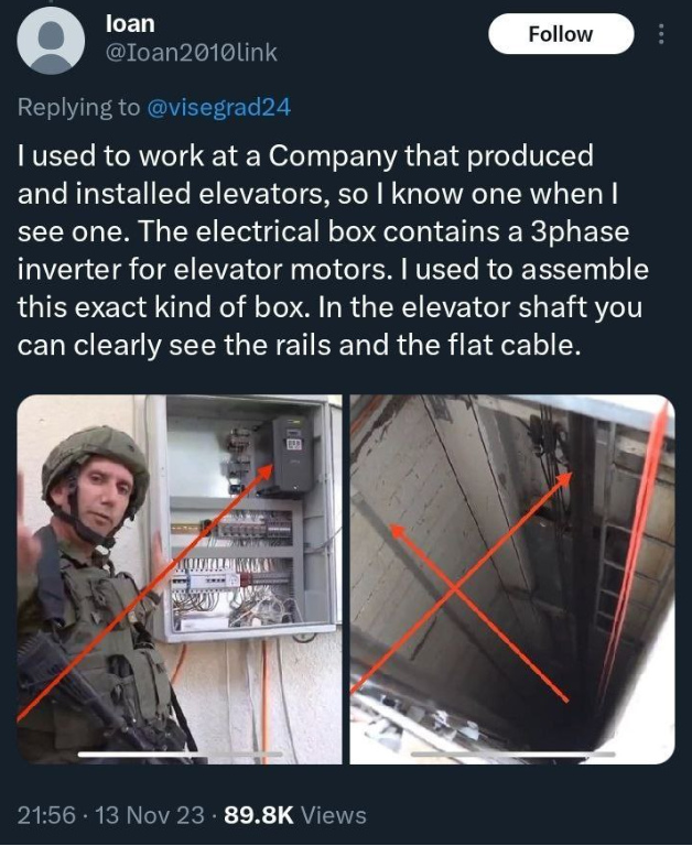 Hier wird ein einfacher Liftschacht als "Tunneleingang" der Hamas präsentiert Hier wird ein einfacher Liftschacht als "Tunneleingang" der Hamas präsentiert