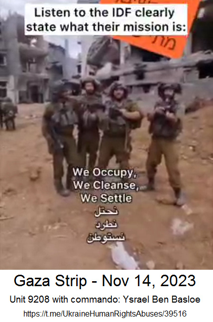 The Zionist program in the Gaza Strip CC: occupy, cleanse and settle - traditional colonialism of the 15th century - Nov 14, 2023