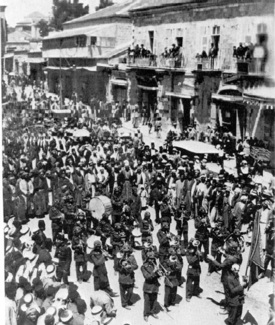 Palestinian demonstration against Jewish
                          immigration 1930