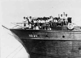 Ship
                        Dov Hos with Jewish passengers