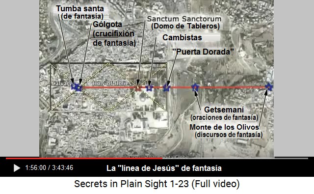 Mapa de Jerusal�n con la
                    "l�nea de Jes�s" de fantas�a como una
                    recta final de su supuesta existencia