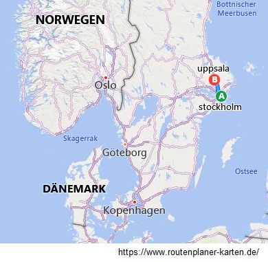 Map of Sweden: From Stockholm to Uppsala
