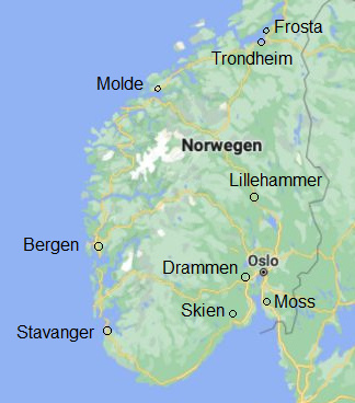 Karte 23: S�d-Norwegen mit Trondhem und
                    Frosta