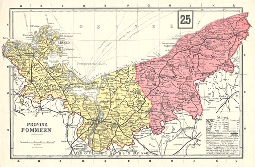 Map of Pomerania (old map) until 1945