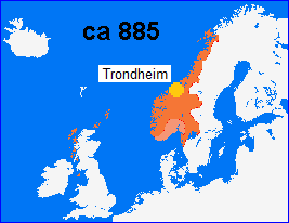 Karte
                    von Norwegen im Jahr 885