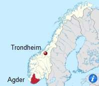 Karte 12: Norwegen mit Trondheim und Agder