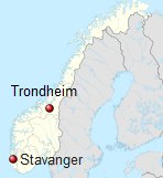 Map 13: Norway with Trondheim and Stavanger