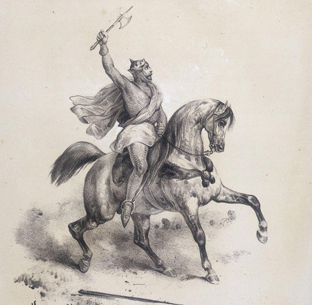 The brutal "Christian" Karl
                  Martell on a horse