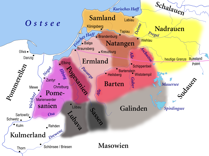 Karte von Altpreussen mit Pogesanien