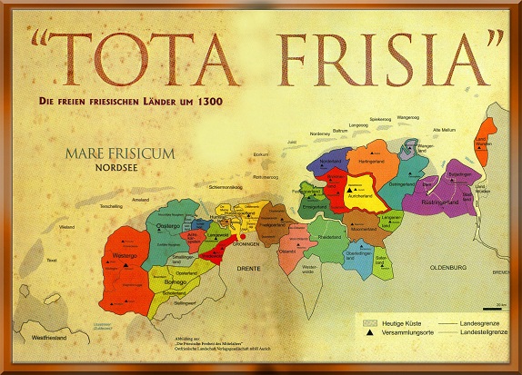 Map of Friesland East and West around 1300