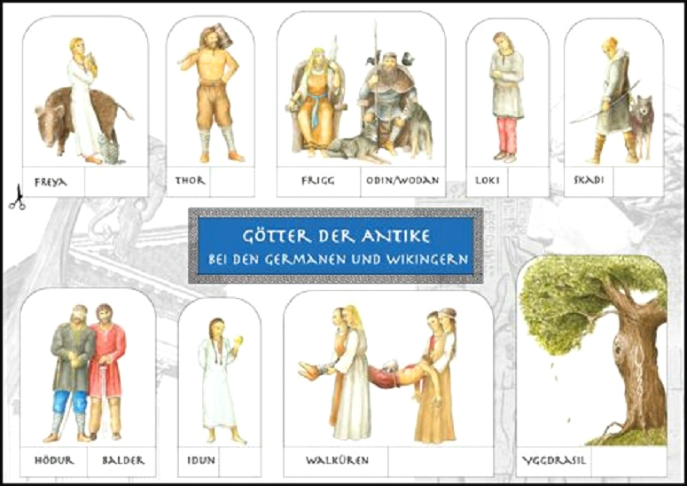 Germanische
                    und nordische G�tter - und dazu geh�ren haufenweise
                    Geschichten und Sagen: Freye, Thor, Frigg, Odin /
                    Wodan, Loki, Ikadi, H�dur, Balder, Idun, Walk�ren,
                    Yggdrasil