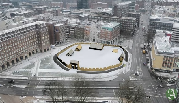 das Jesus-Fantasie-Hammaburg Holzdorf soll am
                    heutigen Domplatz in Hamburg gestanden haben