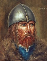 Erik the Red, portrait with helmet
                    (painting)