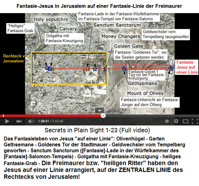 Die Jesus-Linie
                        entspricht der zentralen Linie des Rechtecks von
                        Jerusalem - alles scheint von den Freimaurern
                        erfunden und gelogen, die sich fr�her
                        "Ordensritter" nannten