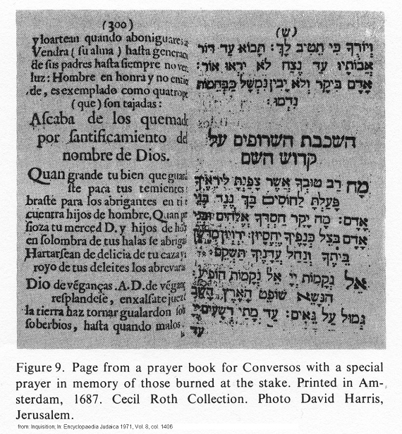 Prayer of conversos for the burnt Jews on stake