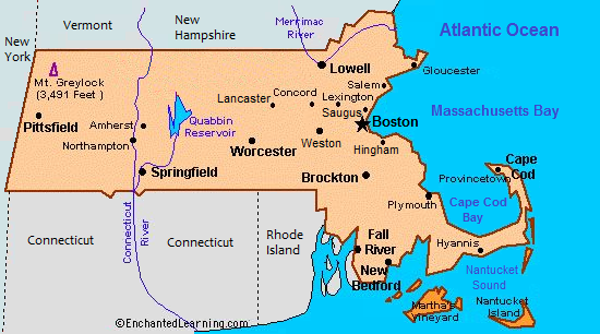 Karte von Massachusets ("USA")